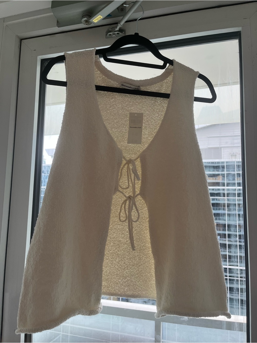 NWT Abercrombie & Fitch Cream Tie Front Bouclé Knit Tank XL